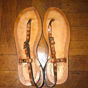 Antiguan handmade leather, wooden sandals
